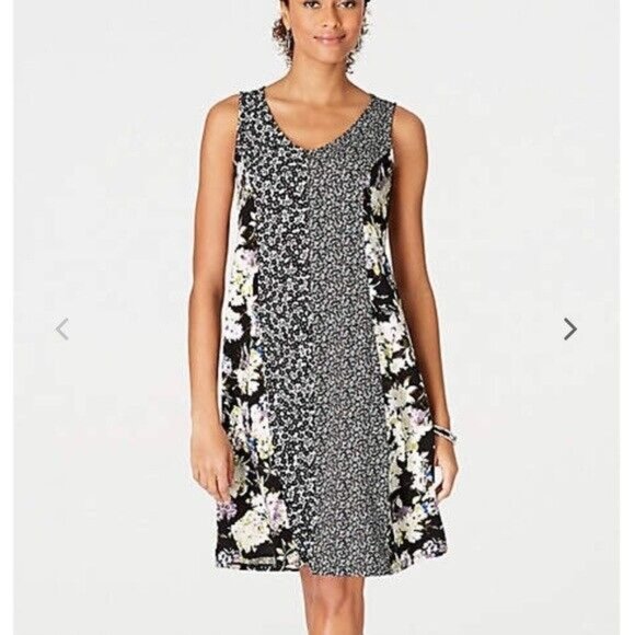 J. JILL Wearever Collection Mixed Floral Print Travel Sleeveless Dress, S Small - Picture 2 of 9